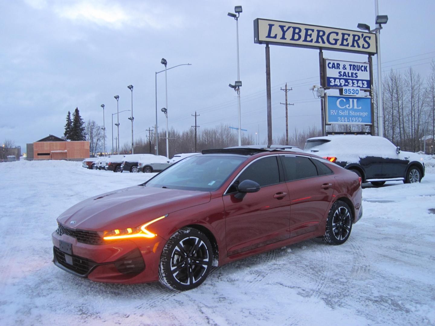 2021 red /black Kia K5 GT Line (5XXG64J22MG) , 6-Speed Automatic transmission, located at 9530 Old Seward Highway, Anchorage, AK, 99515, (907) 349-3343, 61.134140, -149.865570 - Photo#0